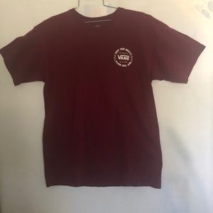 VANS MAROON OFF THE WALL T-SHIRT SIZE MEDIUM.